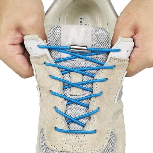 Pièces de chaussures 2024 1pair Locking Elastic Shoelaces Round No Tie Laces Kids Adult Sneakers