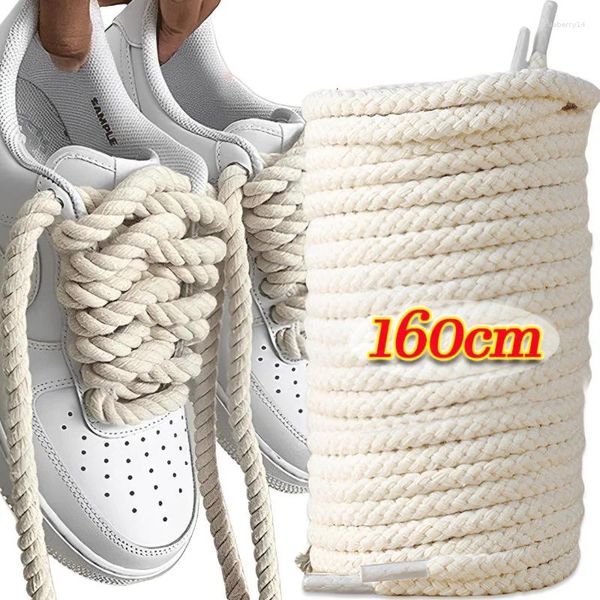 Pièces de chaussures 2pcs 120/140/160 cm en coton audacieux Twis Twist tissage lacets lacets de corde en bois Men femmes Tendance Personnalité Sport Chaussures décontractées