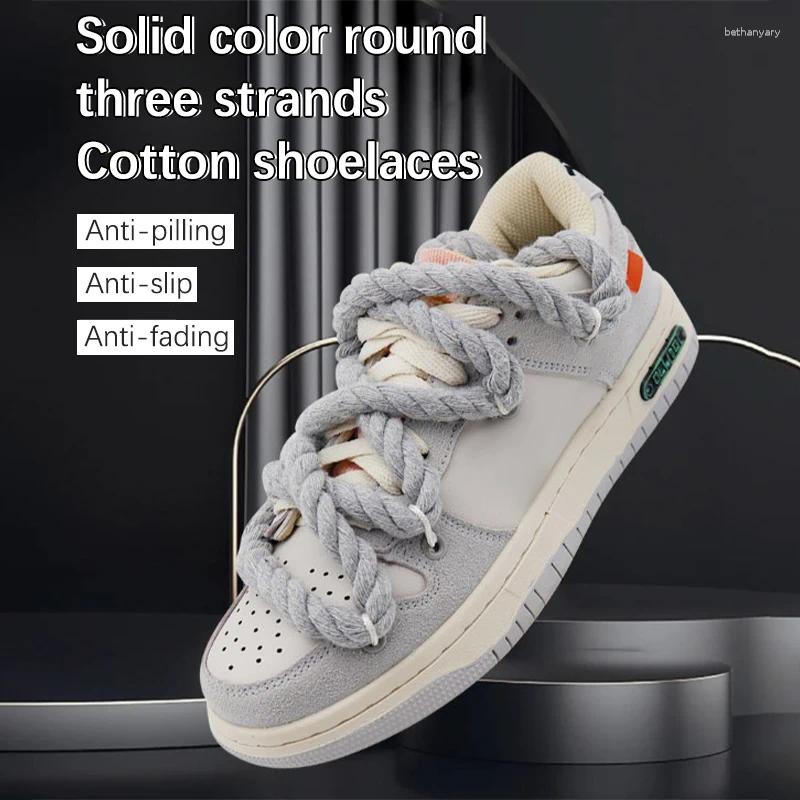 Shoe Parts 8mm Cotton Linen Twist Weave Shoelaces Solid Color Rope Shoes Laces Men Women Trendy Sport Casual Shoestring Decor