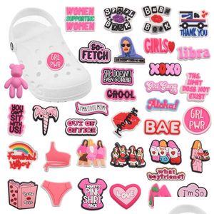 Accesorios para piezas de zapatos 1 Buah Pvc I M A Cool Mom Love S Mujer Decoraciones de hebilla de jardín rosa Fit Jibz Charm Party Kado 230425 D DH2IC