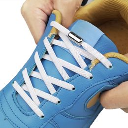 Schoenonderdelen Accessoires 1Pair Elastische platte schoenveters geen stropdas met metalen slot creatieve kinderen