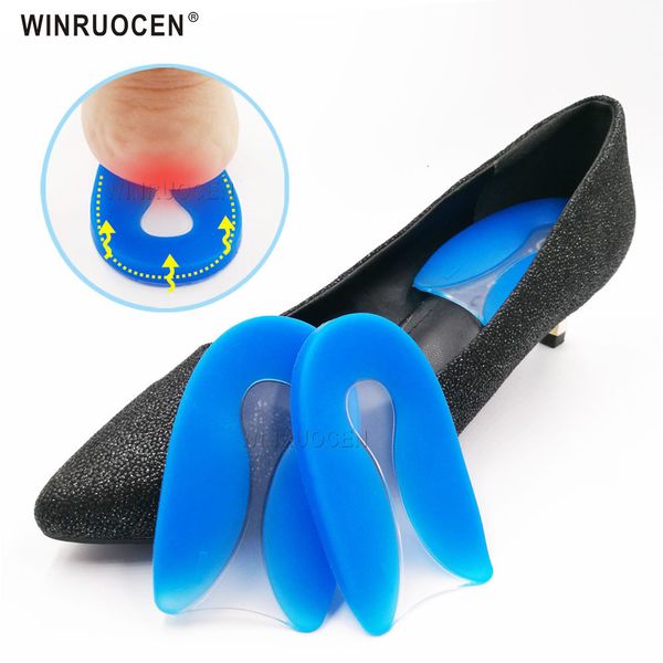 Pièces de chaussures Accessoires 1Paire Pied Soulagement de la douleur Gel de silicone UShape Fasciite plantaire Talon Protecteur Éperon Coussin Pad Insert Semelle intérieure Hommes Femmes 230812