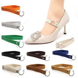 Pièces de chaussures accessoires 1 paire femmes talons hauts réglable sangle élastique ceinture en forme de perle paresseux lacet Antidrop 231031