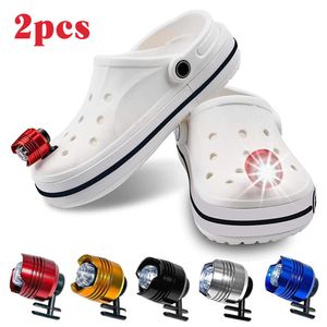 Pièces de chaussures accessoires 2 pièces phares croc lumières drôles LED étanche rechargeable lampe de poche pour adultes lumière 230207