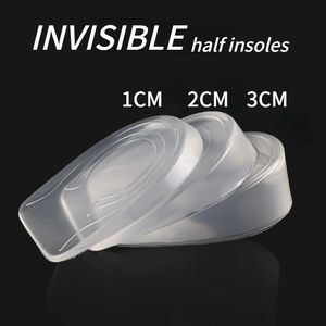 Accessoires de pièces de chaussures 2 pièces semelles invisibles d'augmentation de la hauteur en Gel de Silicone Inserts de levage de talon protecteur de soin des pieds Transparent insertion élastique 3 CM 231019