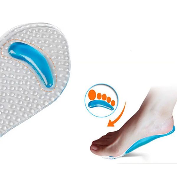 Pièces de chaussures Accessoires 3 paires de semelles intérieures de Massage de la voûte plantaire en Silicone pour femmes, sandales d'été à talons hauts, tapis de chaussures antidérapants, coussinets de pieds plats 231019