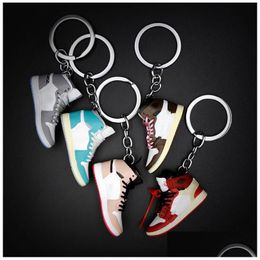 Pièces de chaussures Accessoires 3D Mini Creative Sneakers Chaussures Porte-clés Pour Hommes Femmes Sports Gym Porte-clés Sac Pendentif Basketball Porte-clés Jelwe