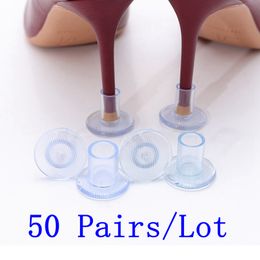 Accessoires de pièces de chaussures 50 paires / lot protecteurs de talon haut er Stiletto danse couvre anti-dérapant bouchon en silicone pour la fête de mariage nuptiale 230201