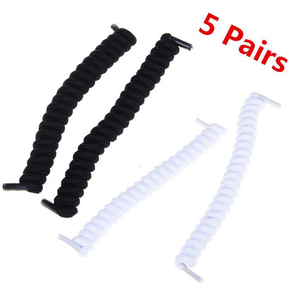 Pièces de chaussures Accessoires 5 paires de lacets élastiques bouclés créatifs sans cravate formateur lacets pour enfants et adultes dans le sport dentelle plate 230201