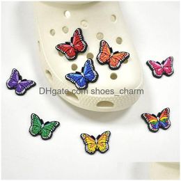 Schoenonderdelen accessoires 8 stks colorf vlinders charmes passen croc buckle decoratie slipper geschenken rugzak speelgoed schattig xmas pvc drop del dhqcs
