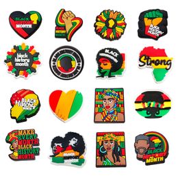 Accessoires voor schoenonderdelen Zwart Geschiedenis Maand Charms Decoraties Zacht PVC Schoenen Charme voor klomp Blm Afrikaanse Drop Delivery Otpin