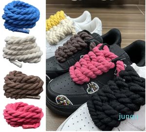 Piezas de zapatos Accesorios Cordones de tejido trenzado de lino y algodón atrevido Cordones de cuerda de Color madera hombres mujeres tendencia personalidad deporte zapatos casuales Dropsship