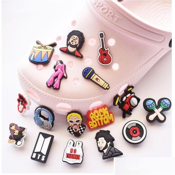 Piezas de zapatos Accesorios Niños Niñas Zapatos Flor Pvc Charms Hole Garden Fit Bandas Pulseras Croc Jibz Niños Regalos Decoración Muñequera Dhx2P