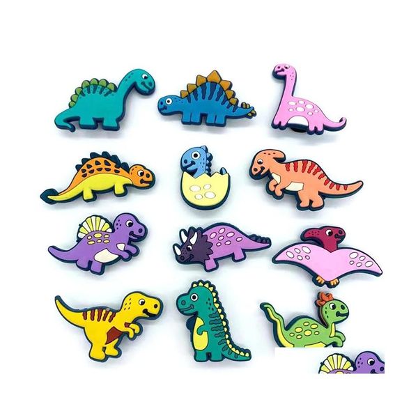 Pièces de chaussures Accessoires Cartoon Dinosaur Croc Charms Décorations Clog Charm Boucle Bracelets Bracelet Boutons Enfants Enfants Cadeau D Dh50O