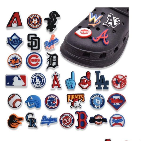 Pièces de chaussures accessoires breloques PVC dessin animé sabot décoration boucle broches boutons de charme sport Baseball livraison directe Dhp9H