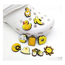 Schoenonderdelen accessoires charmes groothandel jeugdherinneringen gele eend banaan grappige cartoon croc pvc decoratie gesp zacht rubber dhy0z
