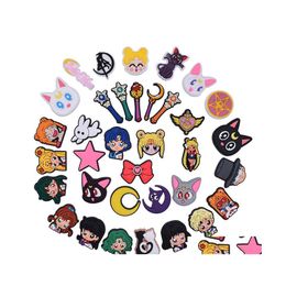 Schoenonderdelen accessoires charmes groothandel jeugdherinneringen Sailor Moon Cartoon Croc PVC Decoratie gesp zacht rubber klomp snel Dr. Dhsyl