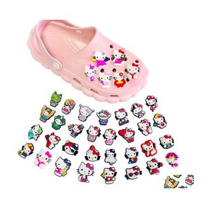 Schoen Onderdelen Accessoires Bedels Groothandel Jeugdherinneringen Leuke Kat Cartoon Croc Pvc Decoratie Gesp Zachte Rubberen Klomp Snelle Drop Dhqpn