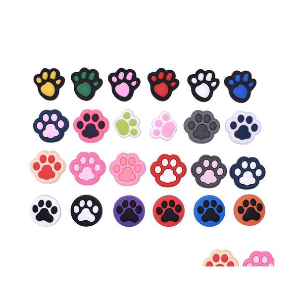 Zapato Piezas Accesorios Encantos Venta al por mayor Recuerdos de la infancia Gato Perro Patas Dibujos animados Croc Pvc Decoración Hebilla Caucho suave Zueco Rápido D Dhxbv