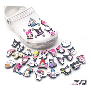 Pièces de chaussures Accessoires Charmes Gros Kuromi Melody Cartoon sabot Pvc Décoration Boucle Caoutchouc Souple Sabot Fast Ship Drop Delivery S Dhkeq