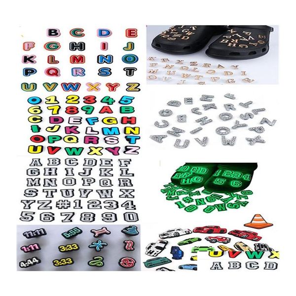 Pièces de chaussures Accessoires Lettres personnalisées Croc Charms Ajouter un élément métallique pour les chaussures crayon Sandal Cup Backpack Etc Deco Drop Delivery Dhao9