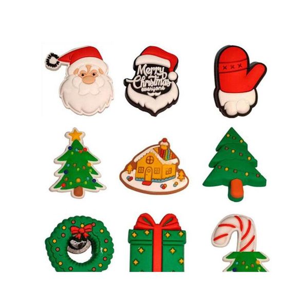 Piezas de zapatos Accesorios Dibujos animados lindo Feliz Navidad Decoración Clog Croc Charms Pvc Shoecharms Hebilla Venta al por mayor Drop Delivery Shoes Dhdgk