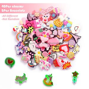 Accessoires de pièces de chaussures Charmes roses mignons - Bracelets en PVC non aléatoires et différents pour jolies filles Teen Party Favor Cadeau de Noël D Otrof