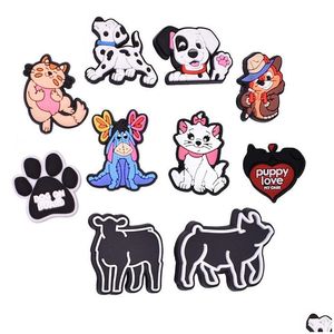 Pièces de chaussures Accessoires Chien Chat Mignon Dessin Animé PVC Charmes Chaussures Boucles Action Figure Fit Bracelets Clog Jibz Bracelet Garçons Filles Cadeau D Dhbyu