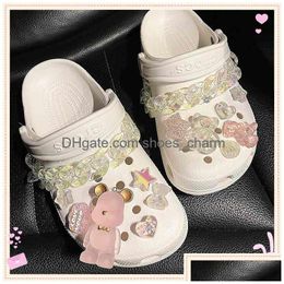 Schoenonderdelen Accessoires Es Charms Designer Diy Chain en Pink Bear Hartgreepte Star Shoes Decaration for Croc Jibz Clogs Kids Women Dhzt0