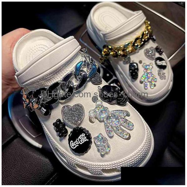 Pièces de chaussures Accessoires Es Charms Designer Bricolage Couleur Magique Ours Horreur Squelette Skl Chaussures Decaration Pour Croc Jibz Sabots Garçons Femmes Dhvbz