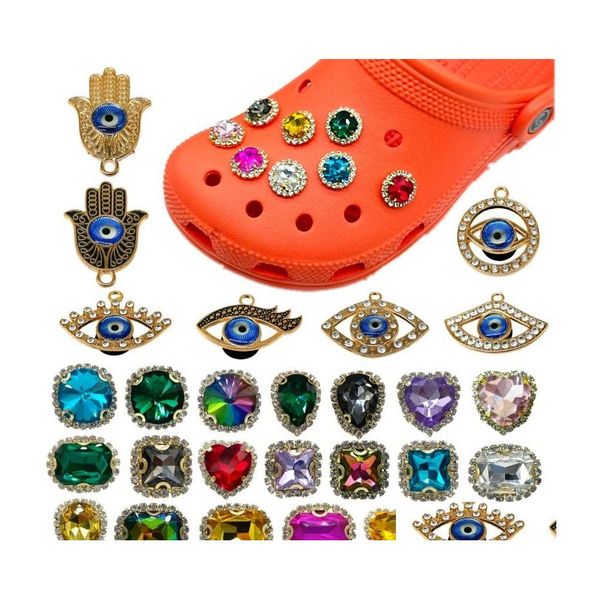 Chaussures Pièces Accessoires Evil Eyes Metal Croc Charms Designer Pour Décorations Tendance Dorée Amour Chaussures Charme Ornements Boucles Drop De Dh5X1