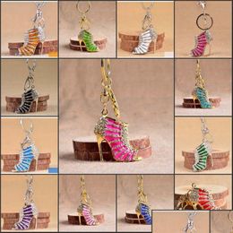 Schoen Onderdelen Accessoires Mode Kristal Hoge Hakken Strass Sleutelhangers Portemonnee Hanger Tassen Auto Ring Houder Mix Kleuren Ringen Voor Geschenken D