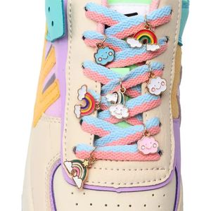 Pièces de chaussures Accessoires Mode Arc-en-ciel Charmes Baskets Lacets Fille Cadeau Décoration DIY Lacets En Métal Boucles Chaussures Accessoires 231128