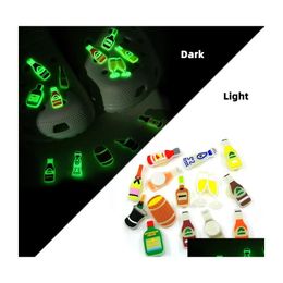 Pièces de chaussures Accessoires Fluorescent Croc Jibz Mexican Street Style Luminous Charms Glow In The Dark Pvc Boucles Décorations Fit Wom Dh1Wh