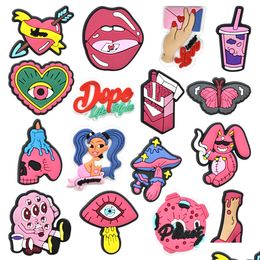  Accesorios de zapateros Accesorios Girl Halloween Pink Charms Mayor Mayholese Childhood Memories Funny Gift Cartoon PVC Decoración Hebilla de goma suave OT1B6