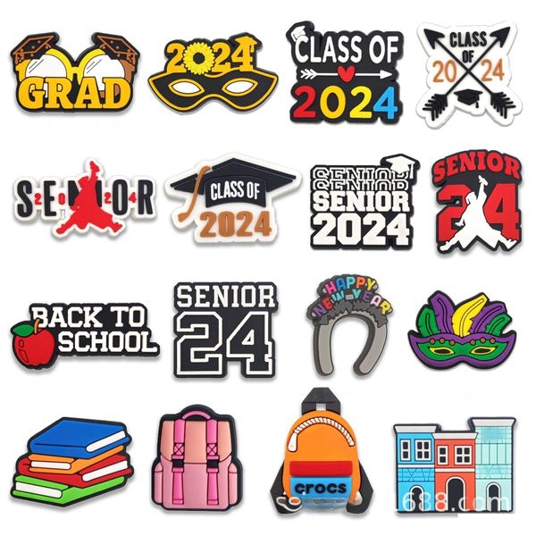 Pièces de chaussures Accessoires Graduation Graduate Charms Wholesale Enfant Memories Funny Gift Cartoon PVC Decoration Boucle Soft Rubber OT2W8