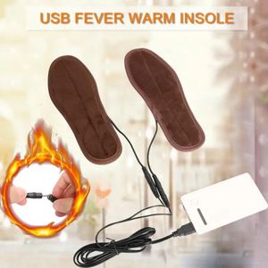 Pièces de chaussures Accessoires Semelles chauffantes Inserts de chaussures d'hiver Semelles électriques chargées par USB pour chaussures Boot Garder au chaud avec des coussinets en fourrure Semelle intérieure de chaussures 231129