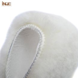 Accessoires de pièces de chaussures INOE véritable fourrure de laine de mouton naturelle longueur 16mm semelle intérieure d'hiver chaussures chaudes Pad couleur blanche pour femmes et hommes taille 34-45 haute qualité 230225