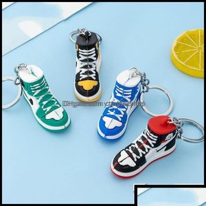Pièces de chaussures Accessoires Porte-clés Mode Nouveau Style Stéréo Baskets Bouton Pendentif 3D Mini Basketball Chaussures Modèle Doux Pla Drop Delivery