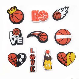 Schoen Onderdelen Accessoires Liefde Sport klomp Charms Pvc Basketbal Schoen Decoratie Gesp Accessoires Klomp Pins Button Charm Drop Deliv Dh1Yz