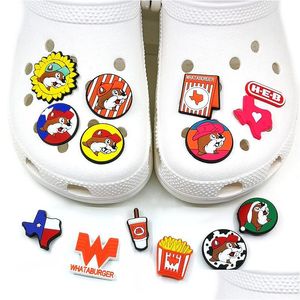 Accessoires voor schoenonderdelen Moq 100 stuks Texas Style Klomp Jibz Charms 2D Zacht Plastic Leuke Cartoon Schoenaccessoires Decoraties Klomp Schoenen Dhvfb