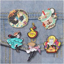 Accessoires de pièces de chaussures Épingles d'émail de film Personnalisé Mononoke No Face Man Broches Badge de revers Dessin animé Bijoux d'enfance Cadeau pour enfants FR Dhbro