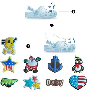 Piezas de zapatos Accesorios Patrón Encanto para Zueco Jibbitz Burbuja Diapositivas Sandalias Pvc Decoraciones Regalo de cumpleaños de Navidad Favores de fiesta EE. UU. Otlix