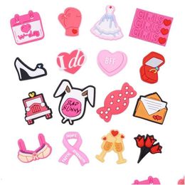 Parti di scarpe Accessori Rosa Cute Cartoon Pvc Charms Fibbie Boy Girls Fit Bracciali Clog Jibz Wristband Kids Gift Drop Deliv Series Randomly