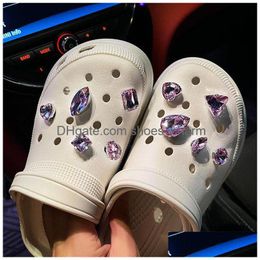 Schoenonderdelen accessoires Purple Diamond Charms Diy Cute Kids Buckle Slipper Xmas Party Fit Croc Decoration Gifts Polsbandjes speelgoed Drop DHWVZ