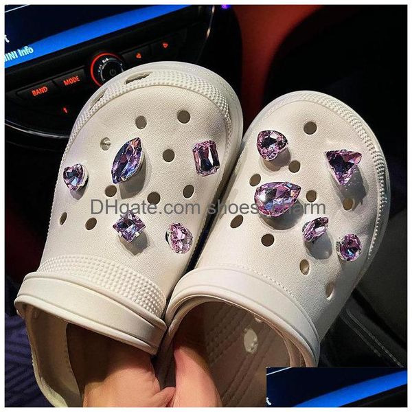 Chaussures Pièces Accessoires Violet Diamant Charmes Diy Mignon Enfants Boucle Pantoufle Xmas Party Fit Croc Décoration Cadeaux Bracelets Jouet Drop Dh3Xd