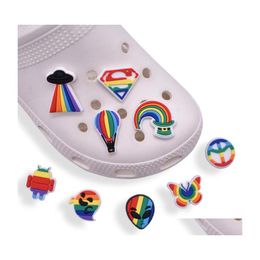 Pièces de chaussures Accessoires Pvc Rainbow Amet Charm Decoraion Buckle Jibitz Pour Croc Charms Clog Bracelets Bracelet Boutons Drop Deliver Dh1G9