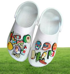 Piezas de zapatos, accesorios, dijes para zapatos, alfileres de bandera Latina con temática mexicana, pulsera Adts, sandalias para niños, niñas y adolescentes, decoración 7641537