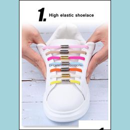 Pièces de chaussures Accessoires Chaussures No Tie Lace Flat Elastic Shoelaces Kids Adt Sneakers Safety Lazy Laces Unisex Fast Metal Lock Drop Delivery 2