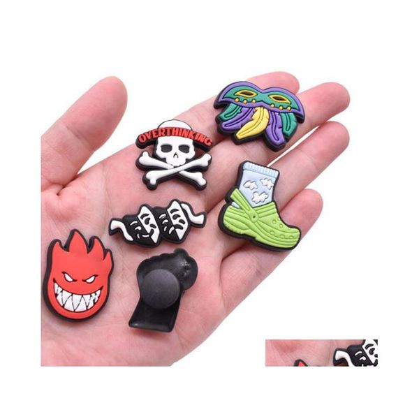 Accesorios de piezas de zapatos Skl Mask Shoecharms Hebilla PVC Croc Charms Soft Rubber Clog Pulsera Pulsera Decoración Fiesta Regalo Drop D DHWT8